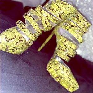 Green snake skin heels